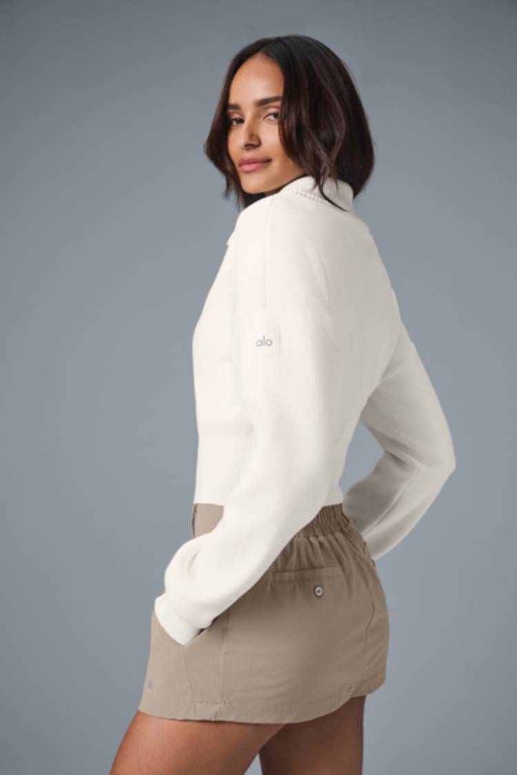 SCHOLAR KNIT CROPPED FULL ZIP JACKET
