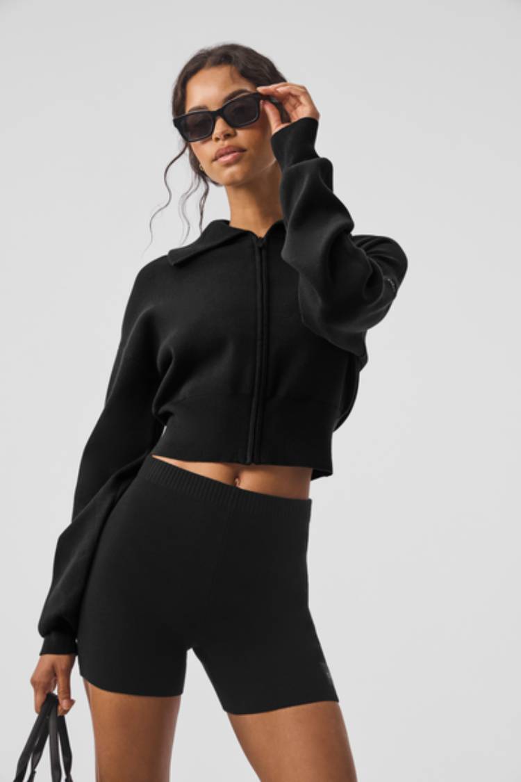 SCHOLAR KNIT CROPPED FULL ZIP JACKET