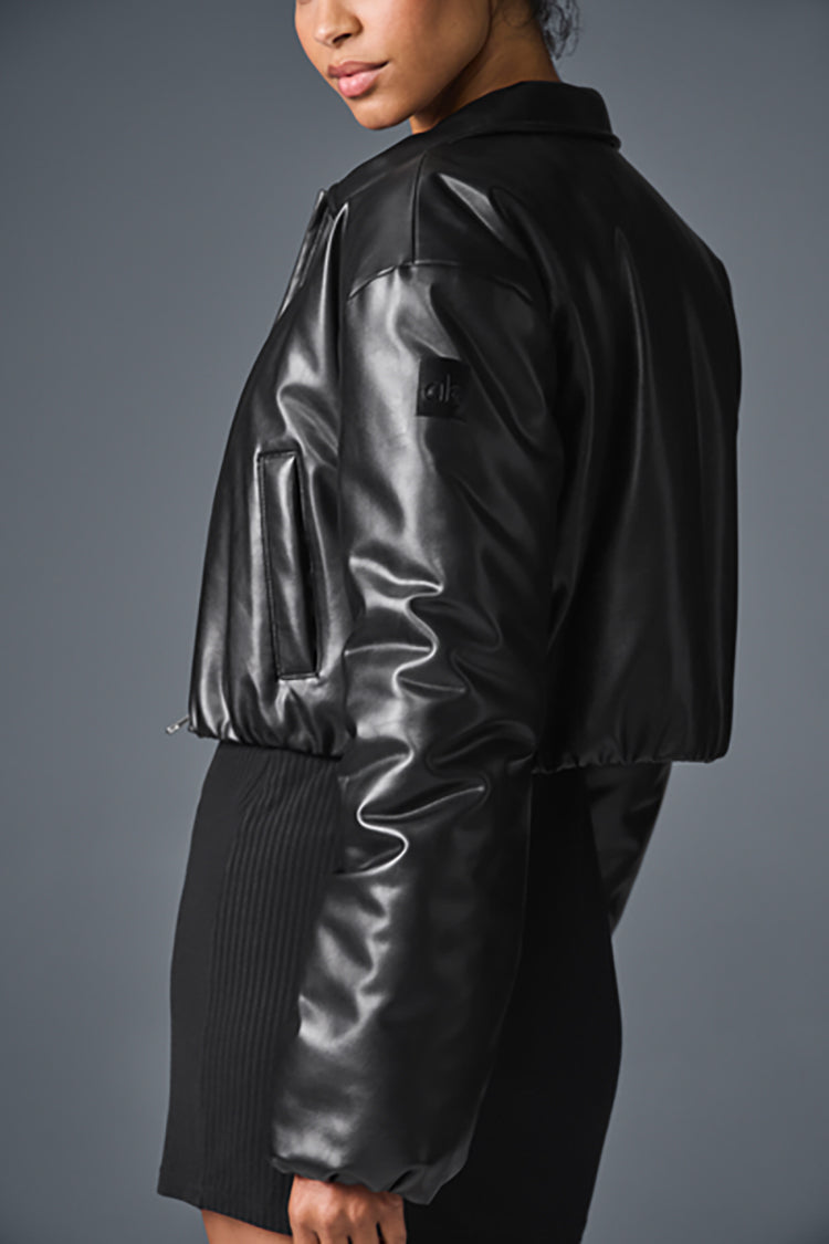 FAUX LEATHER CROPPED PREMIER BOMBER