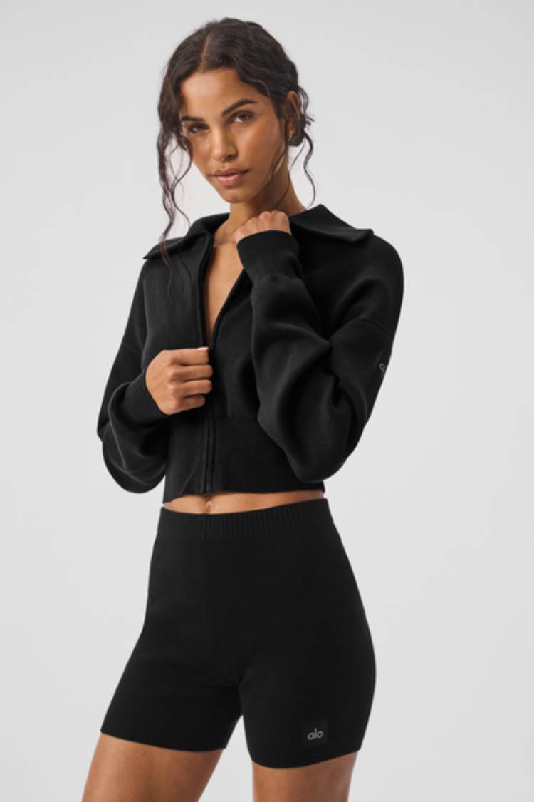 SCHOLAR KNIT CROPPED FULL ZIP JACKET