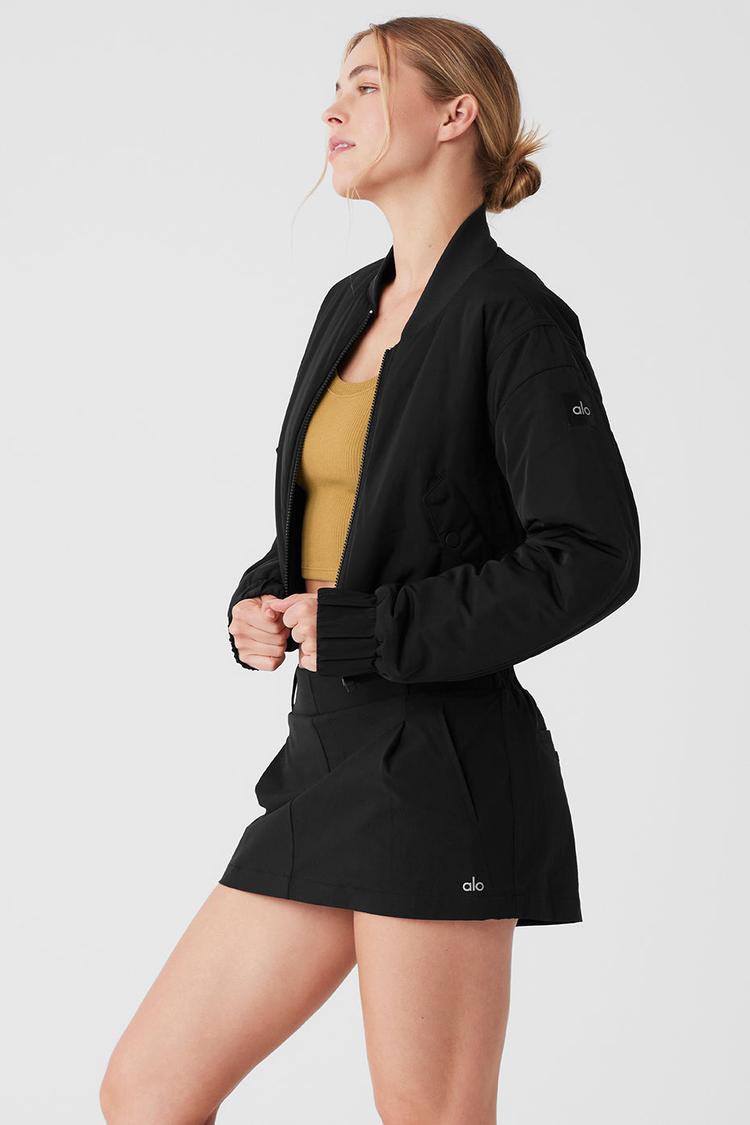 CROPPED BREAK LINE BOMBER JACKET