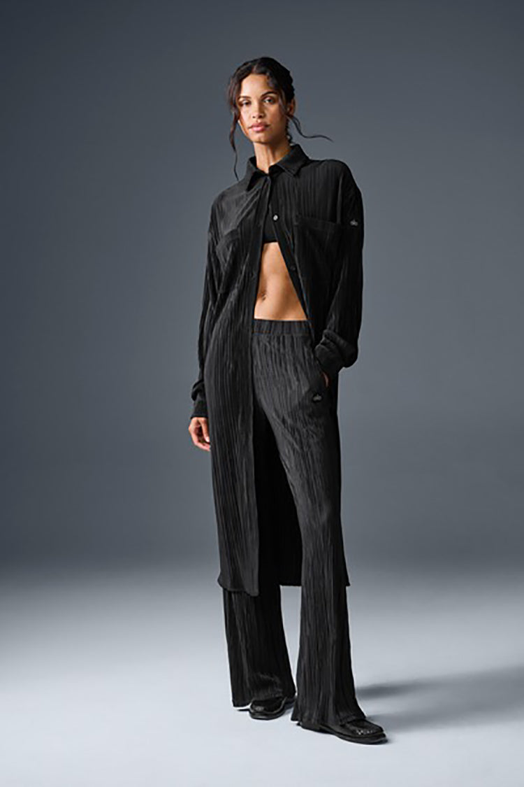 HIGH-WAIST MICRO PLISSE STRAIGHT LEG PANT