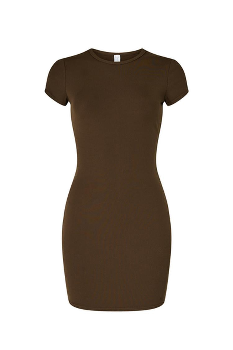 GODDESS RIBBED SHORT SLEEVE MINI DRESS
